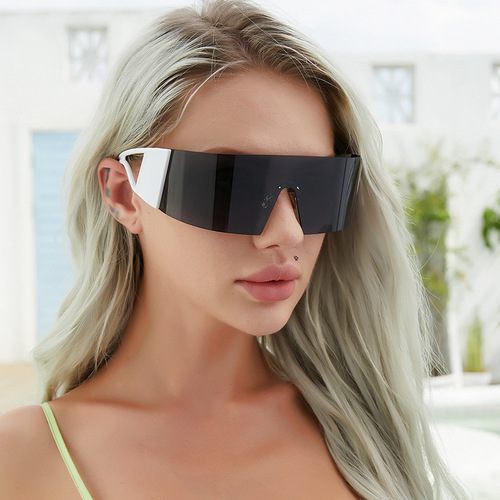  new one-piece sunglasses for women, trendy European and American large-frame sunglasses for women, outdoor cycling sports glasses