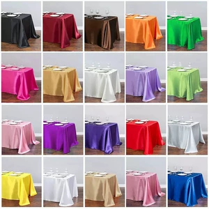 Amazon Hot -Showering Color Tinto покрыл атласную столовую ткань длинная квадратная яркая шелковая табличная ткань свадебное банкетное столовое столик