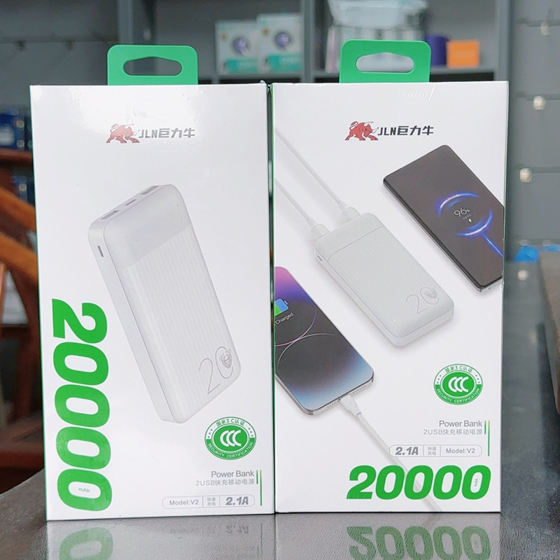 Juliniu V2 Power Bank Mobile Power Supply 2.1A Full 20,000 Mah 20,000 Large Capacity Dual USB Manufacturer Wholesale