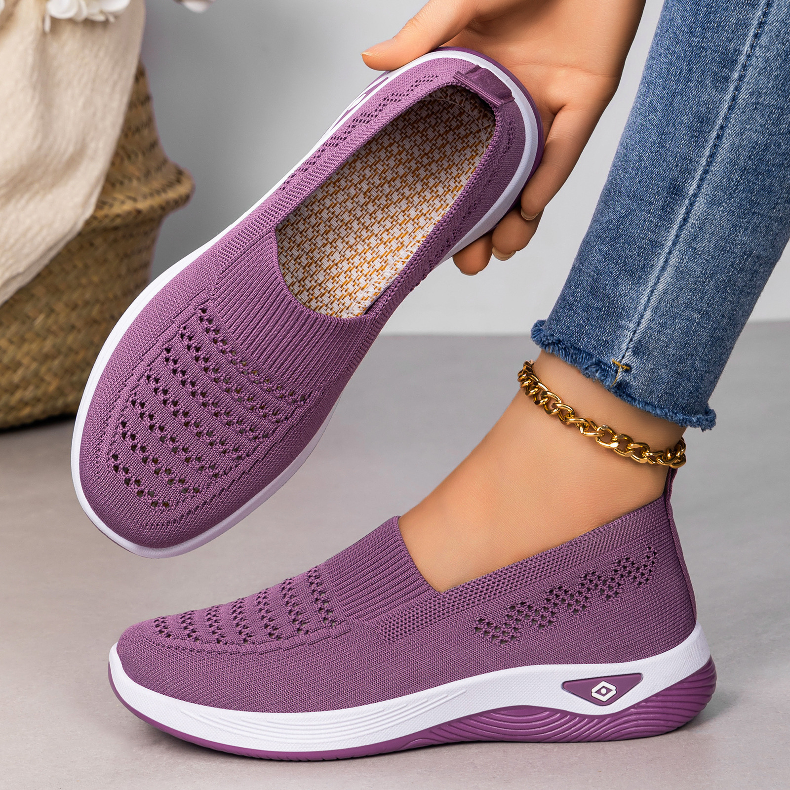 Zapatos de mujer zapatos de tamaño grande transfronterizos zapatos simples zapatos transpirables zapatos casuales de color sólido zapatos planos versátiles zapatos de mamá
