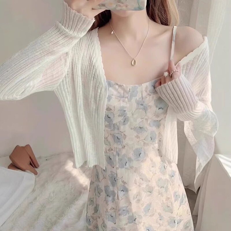 Sun Protection Cardigan for Women, Summer Thin Style, Paired with a Slip Dress, Shawl, Cover-Up, Ice Silk Knitwear, Short Style Sun Protection Cardigan for Women, Summer Thin Style, Paired with a Slip Dress, Shawl, Cover-Up, Ice Silk Knitwear, Short Style