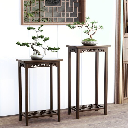 Modern Chinese style flower stand for living room, indoor floor-standing flower pot stand, antique-style flower table for balcony, decorative shelf