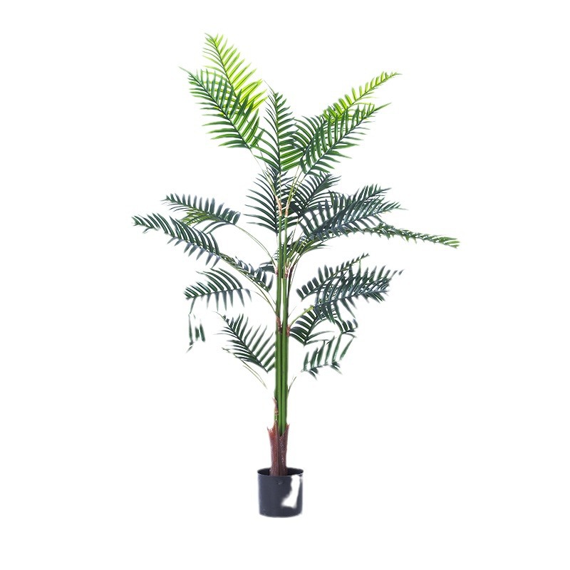 Cola suelta artificial girasol bonsai paisaje interior árbol artificial decoración de piso Palma girasol Estilo nórdico planta verde cola de Fénix girasol