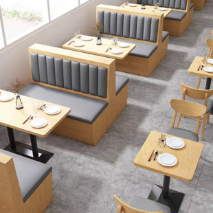 Restaurant Milk Tea Restaurant Noodle Shop Solid Wood Booth Sofa Leisure Western Food Cafe Hot Pot Restaurant Table and Chair Combination