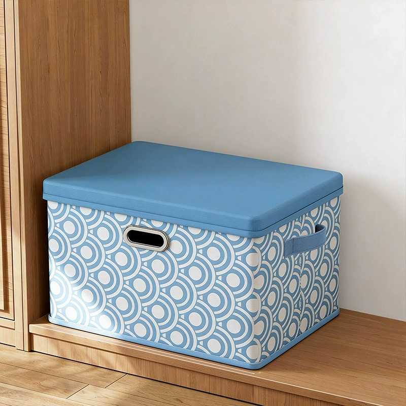 Foldable Storage Box, Cotton-Linen Fabric with Metal Frame, Top-and-Bottom Lid, Multiple Sizes