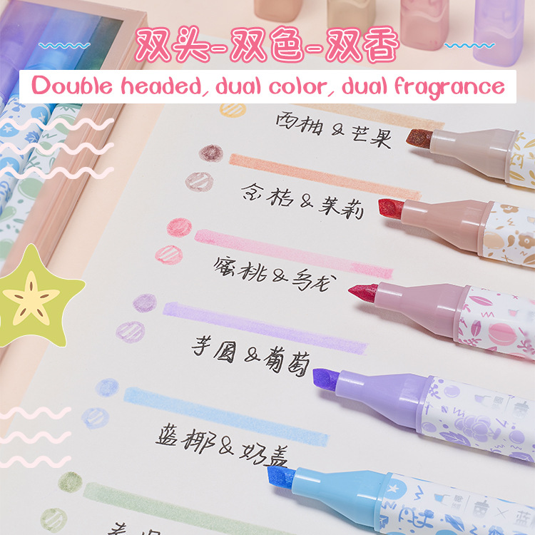 Bolígrafo resaltador de té con leche Bolígrafo de marcado de color Bolígrafo de gran capacidad para estudiantes Bolígrafo multicolor especial para tomar notas