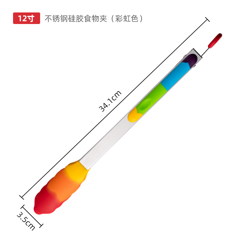 Clip de comida de silicona resistente a altas temperaturas, herramienta de cocina, clip de comida de acero inoxidable, clip de bistec anti-escaldado, clip de barbacoa, clip de pan