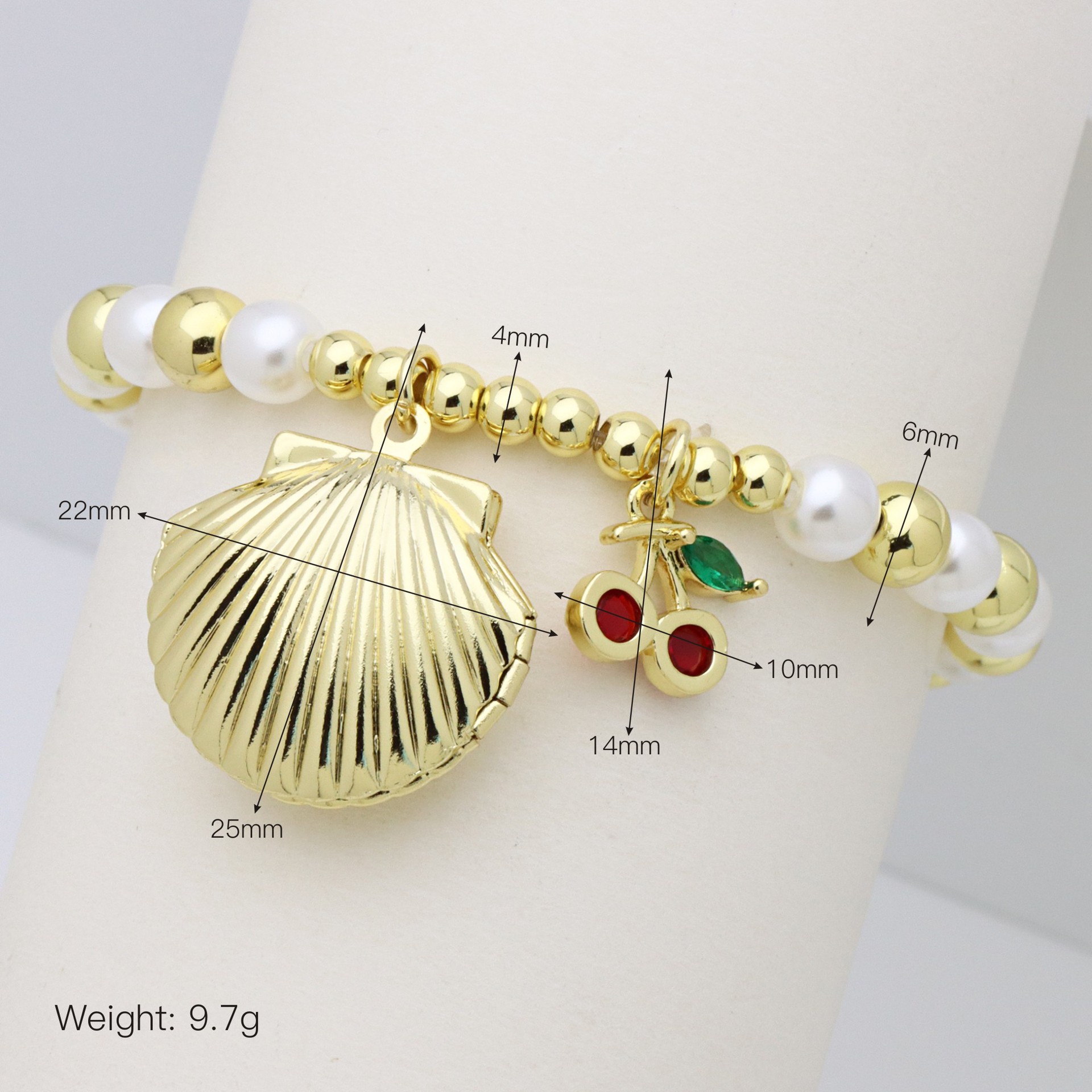 Cherry, Starfish, Heart Shape Pattern Vintage Style Classic Style Cherry Starfish Heart Shape Artificial Pearl Copper Ball Chain Beaded Bracelets Wholesale