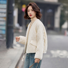 轻奢金丝绒菱格宽松休闲夹棉棉服女2025冬季独特短款保暖棉衣外套
