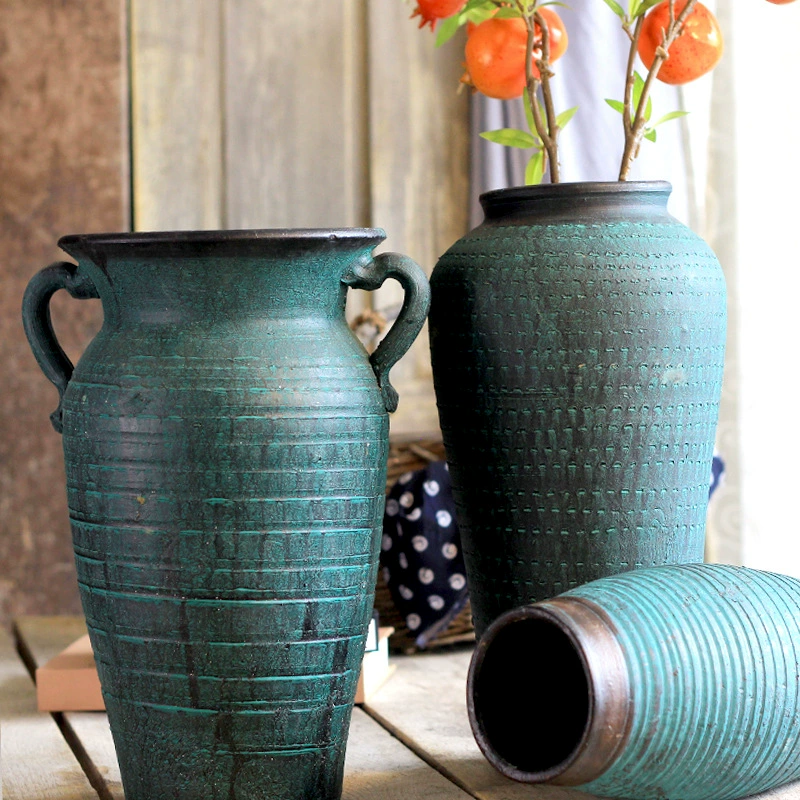 Керамическая ретро глиняная ваза ручной работы из грубой глиняной посуды минималистский украшение с сушеными цветами глиняная горшка для гостиной садовые украшения оптом