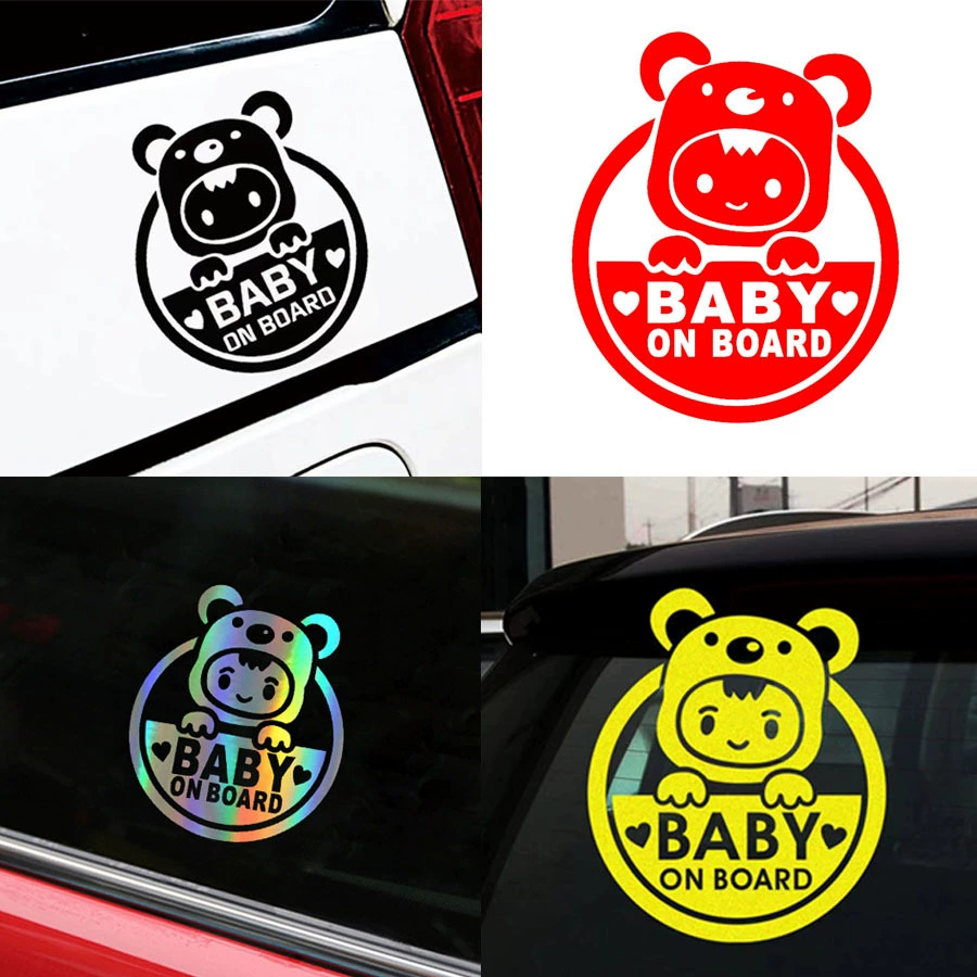 Внешняя торговля Ребенок на борту светоотражающие автомобильные наклейки мультфильм милый медведь Детское украшение задней части автомобиля персонализированные автомобильные наклейки