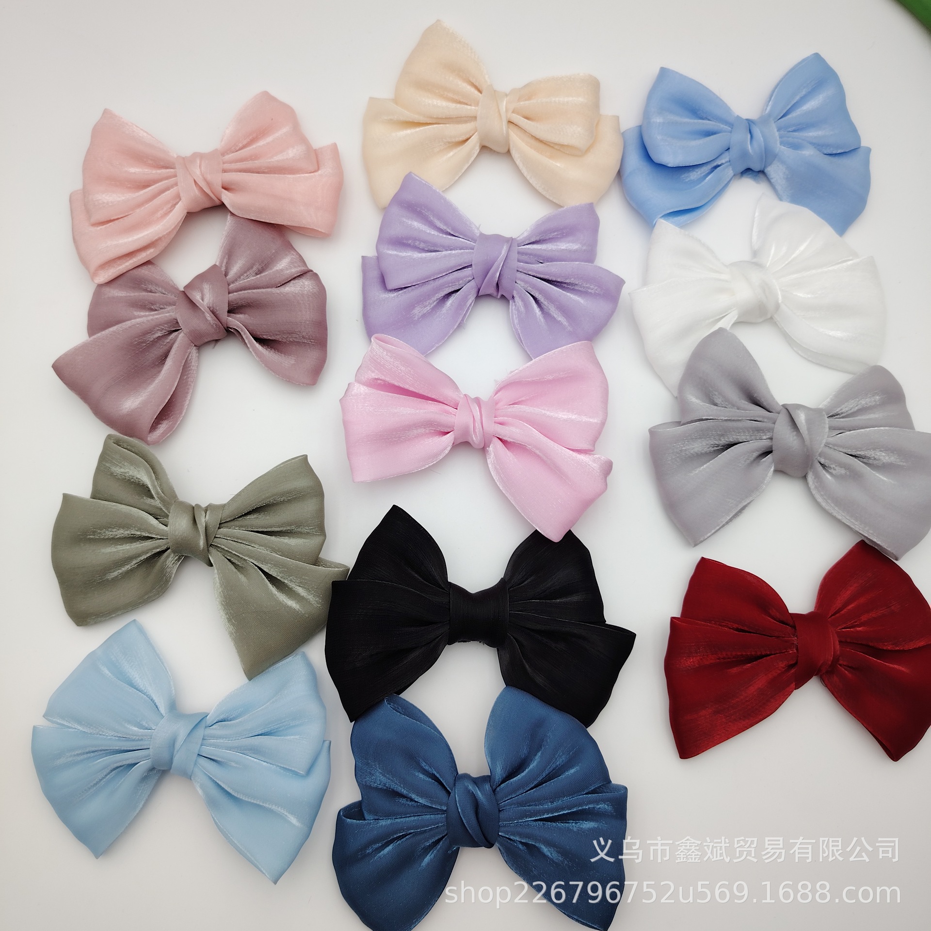 跨境多色女小蝴蝶结高级感发夹弹簧夹韩国头饰后脑勺发带义乌工厂