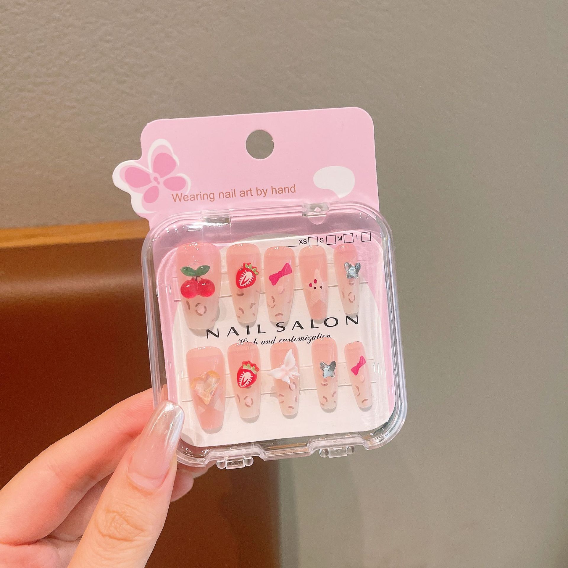 Niños usan uñas falsas parches de uñas manuales desmontables parches de uñas para estudiantes con película de uñas