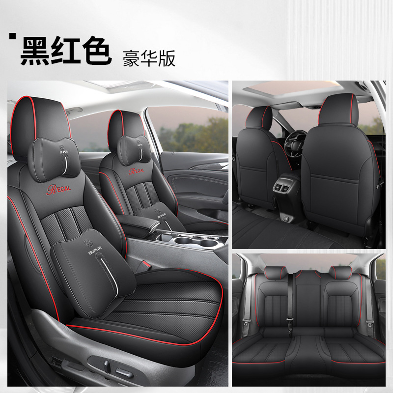 Modelə uyğun (Original) oturacaq örtükləri, Buick Seat Covers - black-red-deluxe-rear-row-full-cover-buick-regal-2019-2024