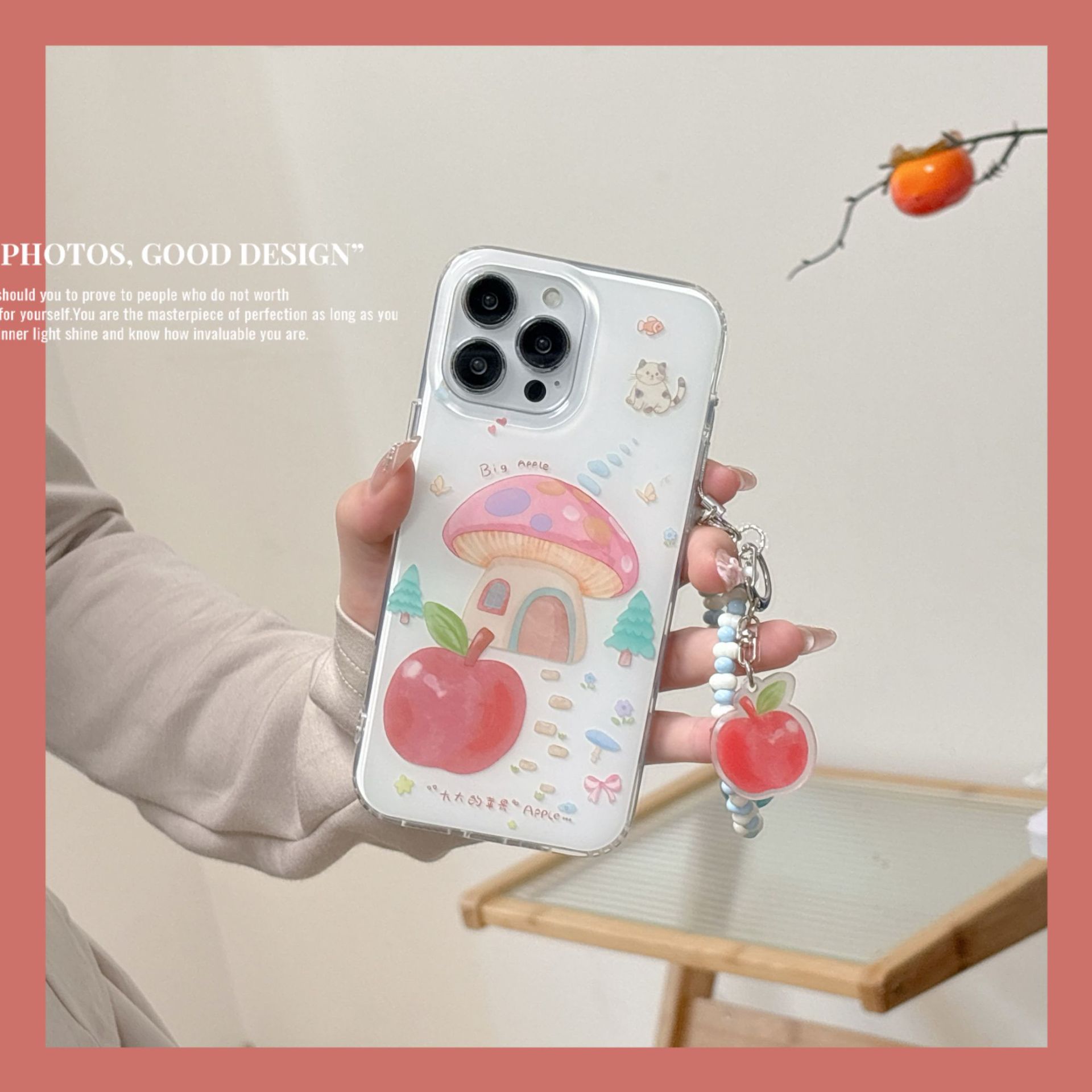 Fun lindo graffiti hongo Apple para iPhone15/16 funda para teléfono móvil 14Pro femenino 16ProMax nuevo 13