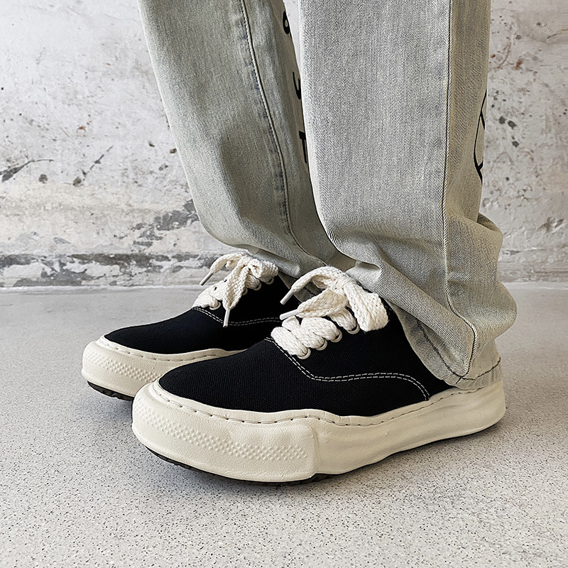 MMY Sanyuan Kangyu Irregular Dissolved Shoes Japanese Style Retro Thick-soled Yu Wenle Sneakers Low-top Canvas Shoes for Men and Women