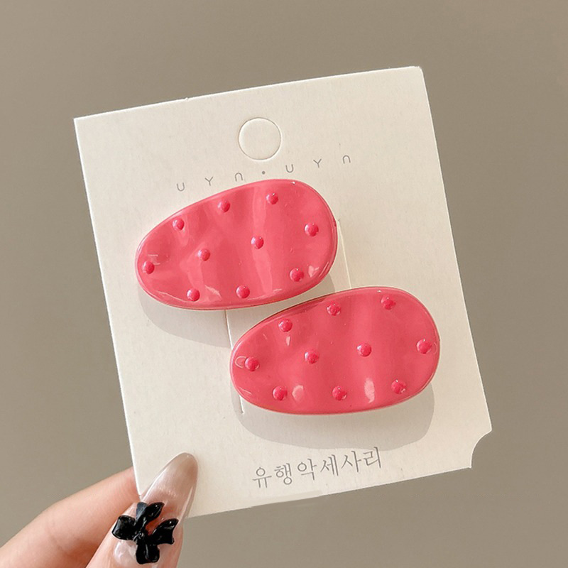 Punto de onda rosa oval clip de cabello para mujeres lindas clip lateral dulce chica pecado clip de cabello de boca de pato clip de cabello tocado