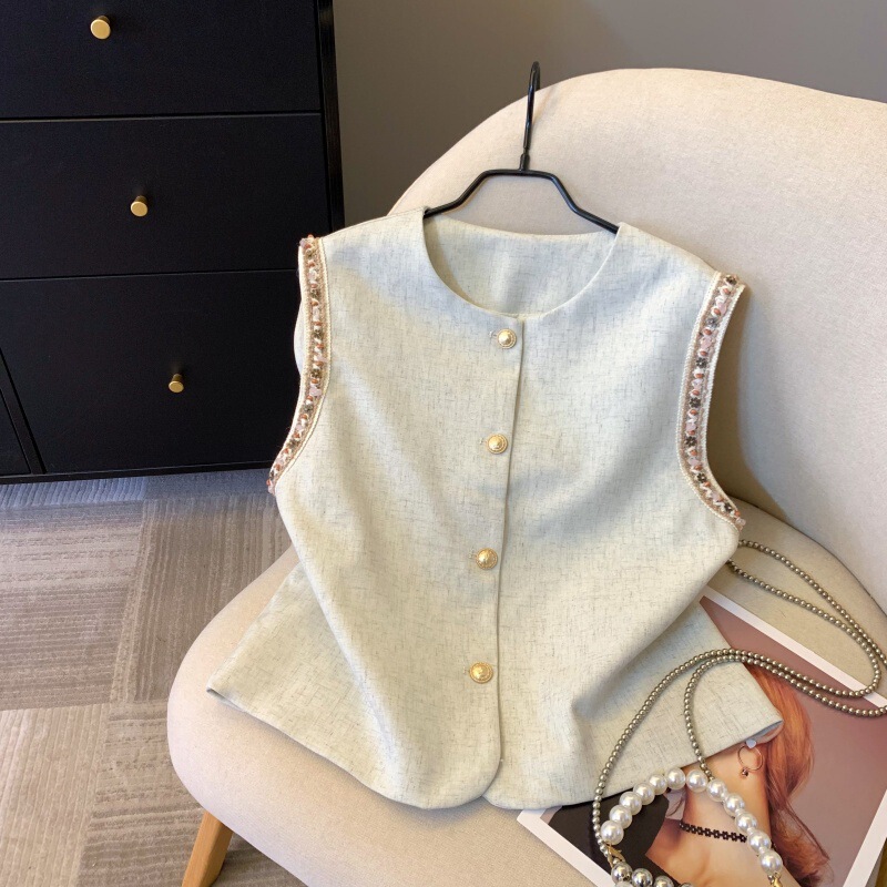 Real Shot~ High-End Chanel-Style Woven Vest for Women, Spring 2026 New Super Trendy Sleeveless Jacket Real Shot~ High-End Chanel-Style Woven Vest for Women, Spring 2026 New Super Trendy Sleeveless Jacket