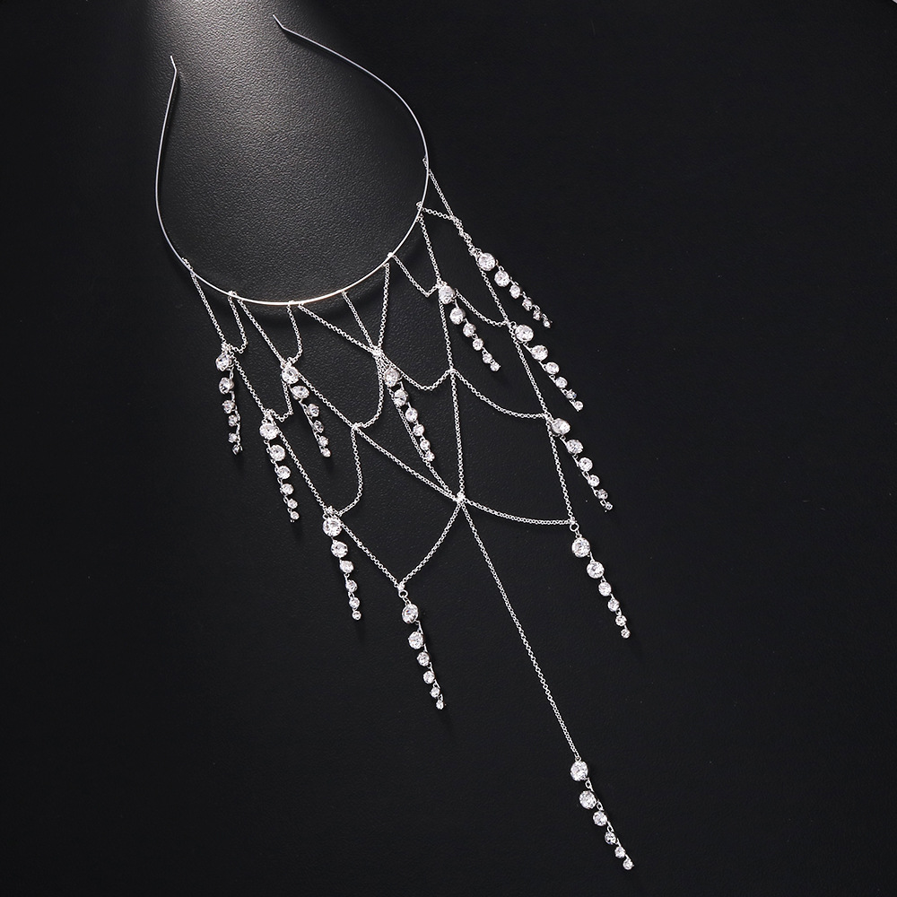 Europa y los Estados Unidos de la nueva red de bordas de cabello temperamento de diamante cadena de cabello de novia joyería universal banda de cabeza