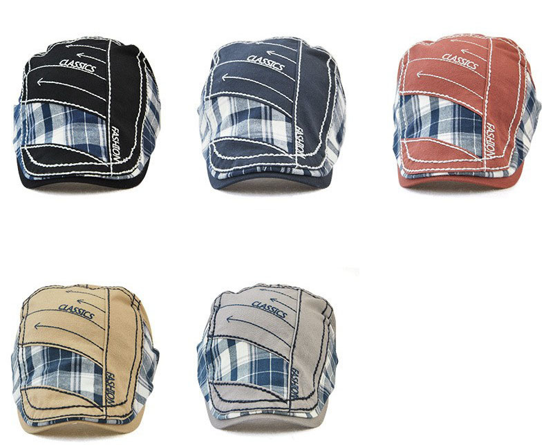 Unisex Duck hat plaid cloth splicing parallel arrow embroidered thread duck hat outdoor visor_voghion.com