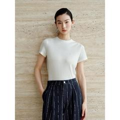 艾系！ 極简风小立领短袖T恤女气质百搭通勤上衣
