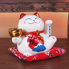 6-inch electric shaking lucky cat small ornaments, home living room gifts, ceramic creative store opening ornaments