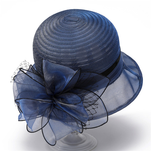 French-style hat for women, British-inspired organdie, suitable for middle-aged and elderly women, spring and summer flower elegant hat, sun protection and sunshade hat, bucket hat
