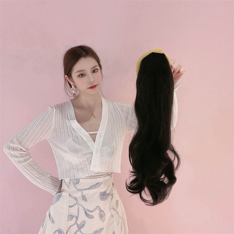 Shake shop explosions hairband wig women's long hair high temperature silk half cover water ripple curly hair U-shaped wig a generation of hair