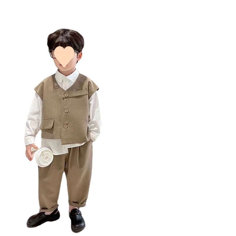 男の子秋服セット2025新作子供秋服男の子ベビーカジュアルスーツベスト3点セット秋新作|undefined