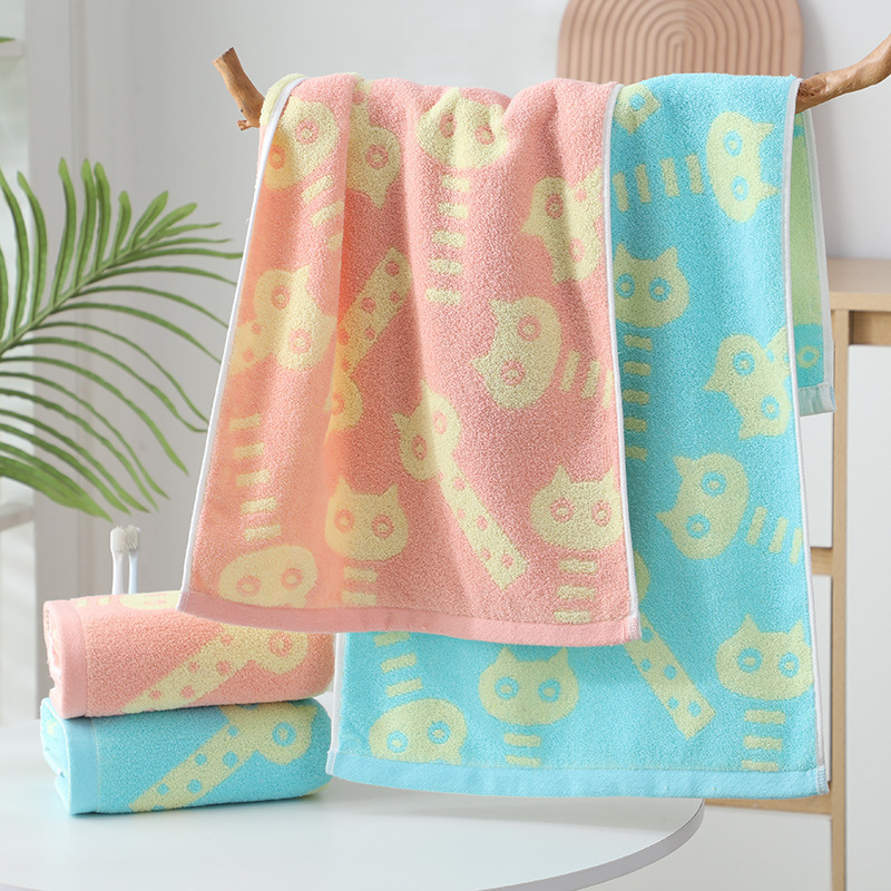 Cartoon Cute Printed Face Towels, Adult Hand Towels, Household and Supermarket Use, Suitable for All Seasons, Wholesale Cotton Towels from Manufacturers