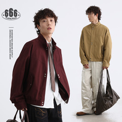 ANSWER ME 国潮ブランド パッチワーク スタンドカラー ワークジャケット メンズ 春秋 オシャレ ゆったり カジュアル アウター W489