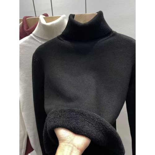 A stylish turtleneck cashmere sweater with added warmth and thickness, designed for women for autumn and winter. New layering knitwear for women, warm and comfortable base shirt.