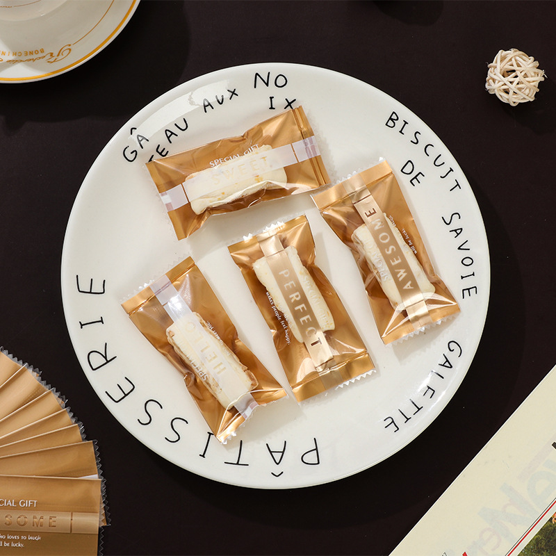 Oro inglés turrón transparente máquina sello bolsa Internet celebridad luz lujo toffee bolsa de embalaje Navidad café bolsa de caramelo