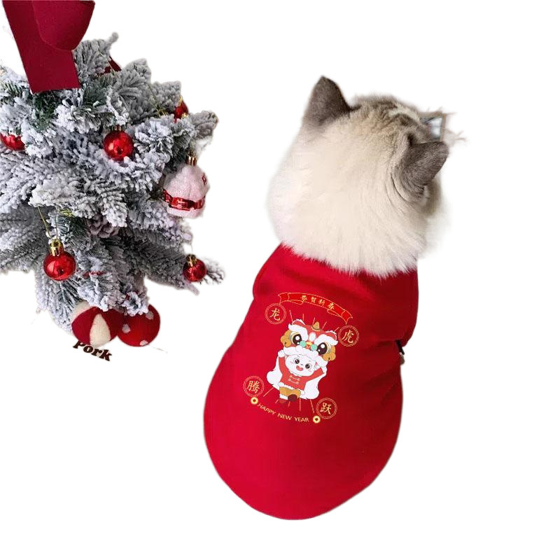 Ropa de felino de peluche otoño y invierno mascotas de Navidad de dos patas suéter gato azul gato muñecas de tela corta gato anti-pillo gatito gatito