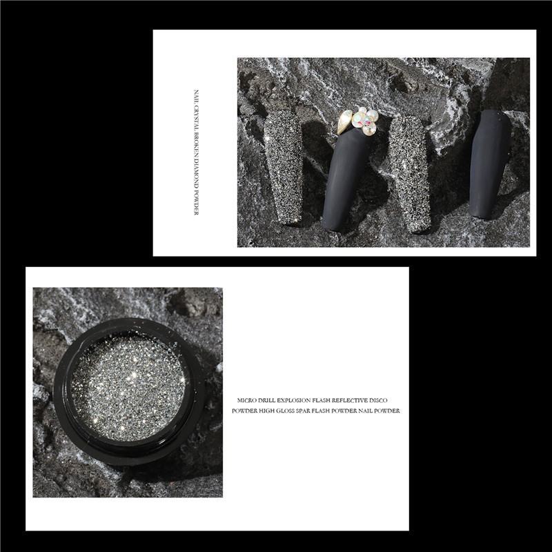 Especial transfronterizo para el flash de uñas roto Polvo reflectante de diamante resalte polvo de salto de disco de micro diamante Polvo de diamante de cristal de brillo de uñas