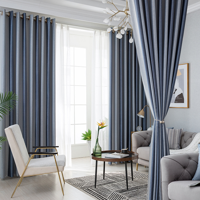 Simple modern sunshade insulation curtain fabric living room bedroom balcony floor bay window full shading curtain finished product double application