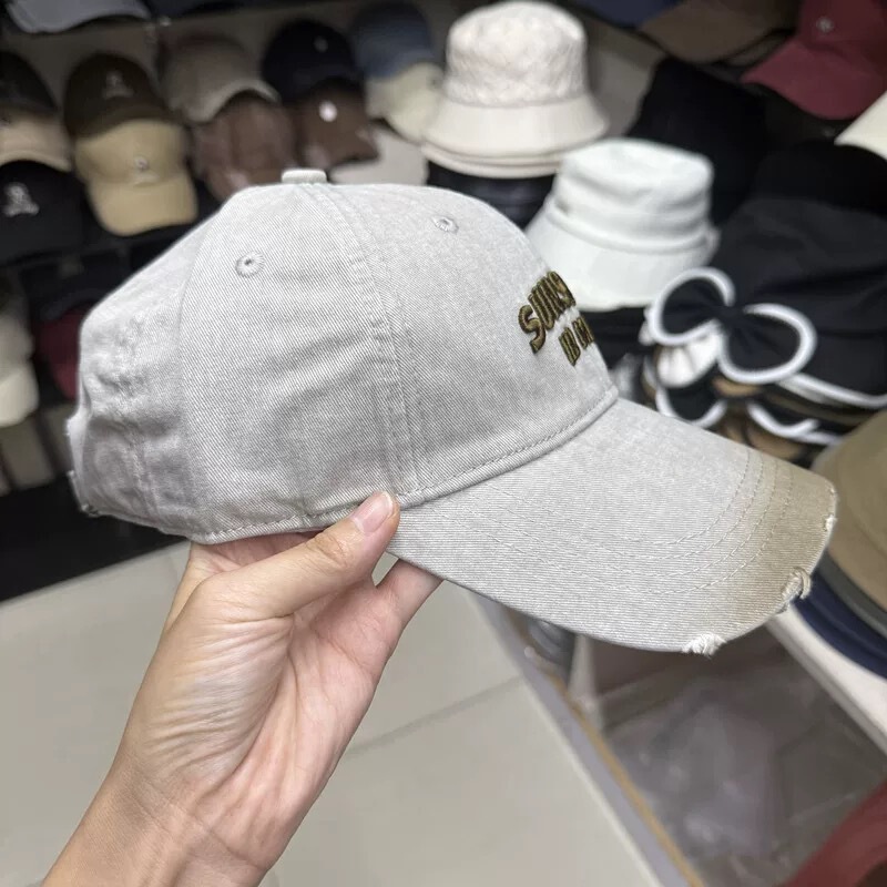 个性撞色渐变色磨白软顶水洗棒球帽子女春秋显瘦百搭减龄鸭舌帽男|undefined