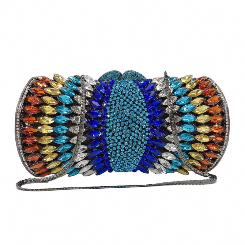 Fuente transfronteriza bolsas de cena de diamantes metálicas, bolsas de mano de diamantes, ropa de noche, bolsas de mujer, color negro duro.