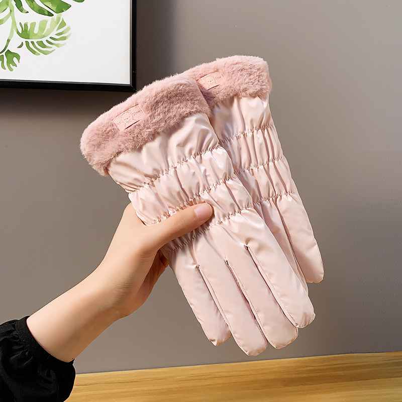 秋冬季女士加绒加厚防水防风防寒时尚滑雪触屏骑行辛集棉保暖手套|undefined