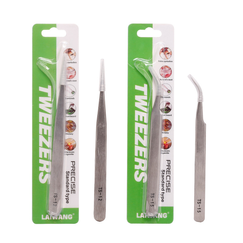 Herramientas de uñas al por mayor de acero inoxidable color primario pinzas de uñas codo pinzas rectas clip de diamante herramientas de joyería