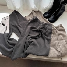 自留爆款推荐~巨保暖 高腰显瘦针织阔腿裤女秋冬2025新款直筒裤子