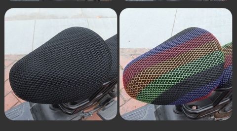 Electric Vehicle Cushion Cover Sunscreen Breathable Battery Car Double Layer Honeycomb Seat Cover Four Seasons Universal Electric Bicycle Cushion