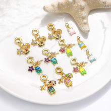 欧美流行旅游运动系列旅游箱相机帆船滴油大孔吊坠铜串珠手链配件