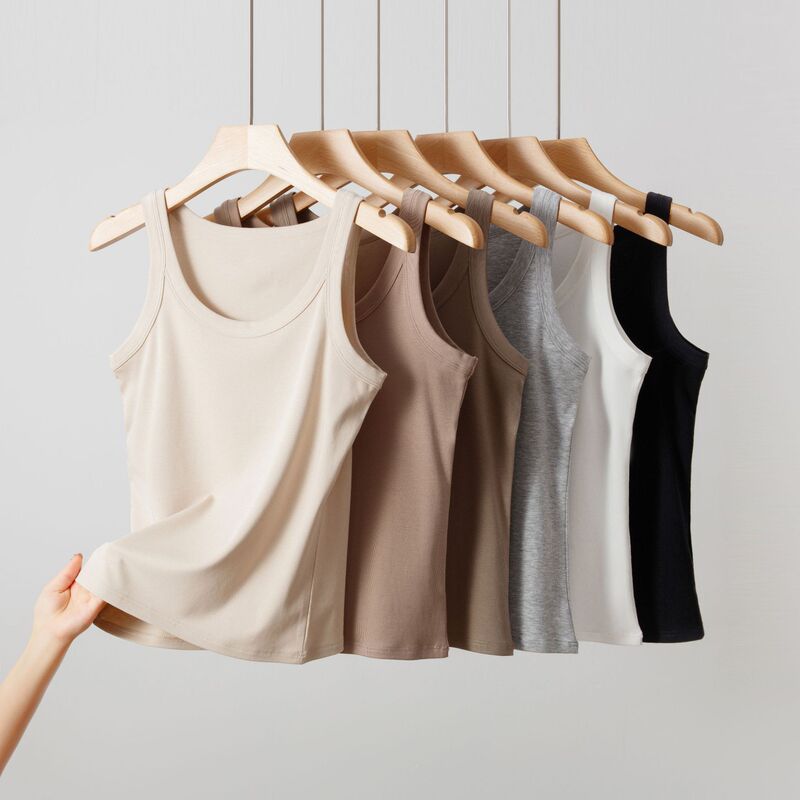 Women's threaded camisole sports vest for outer wear and inner wear-free bottoming anti-exposure sleeveless short spring and summer women's vest Women's threaded camisole sports vest for outer wear and inner wear-free bottoming anti-exposure sleeveless short spring and summer women's vest