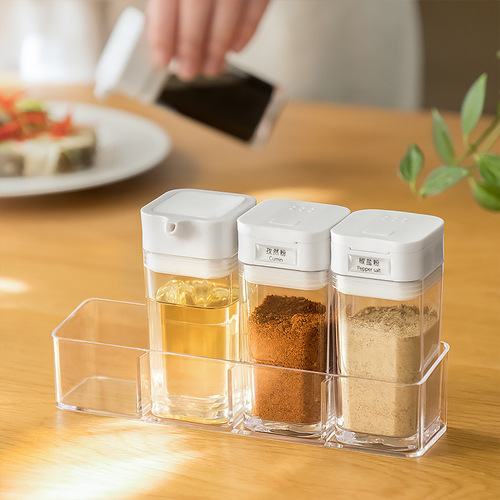 One piece drop shipping kitchen seasoning bottle set household plastic seasoning jar barbecue seasoning bottle oil salt sugar bottle combination pack