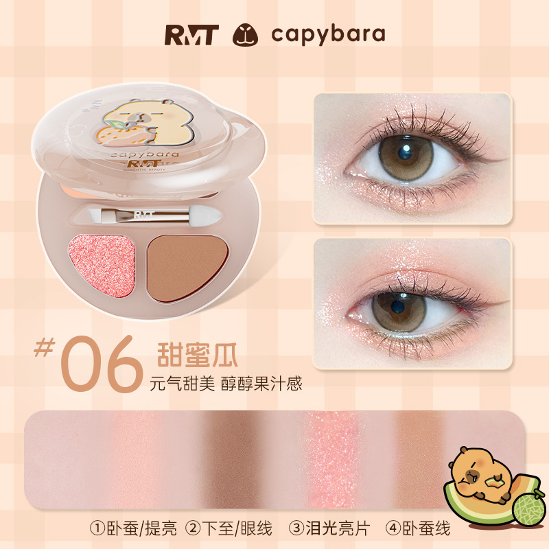 【蚕ブラシ付き】羅暁曼の4色蚕プレート、高光沢補正蚕ペン、シャドウアイシャドウ総合プレート|undefined