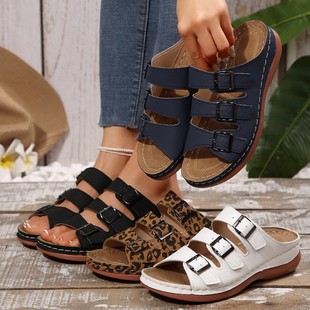 2025 New Cross-border Foreign Trade Women's Casual Fashion Thick Bottom Increased plus size Women's Summer Wedge Thick Bottom Slippers