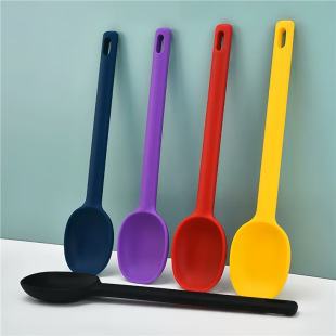 In-Stock High-Temperature Resistant Silicone Soup Spoon Shallow Soup Spoon Stirring Spoon Serving Spoon Salad Hot Pot Spoon Manufacturer