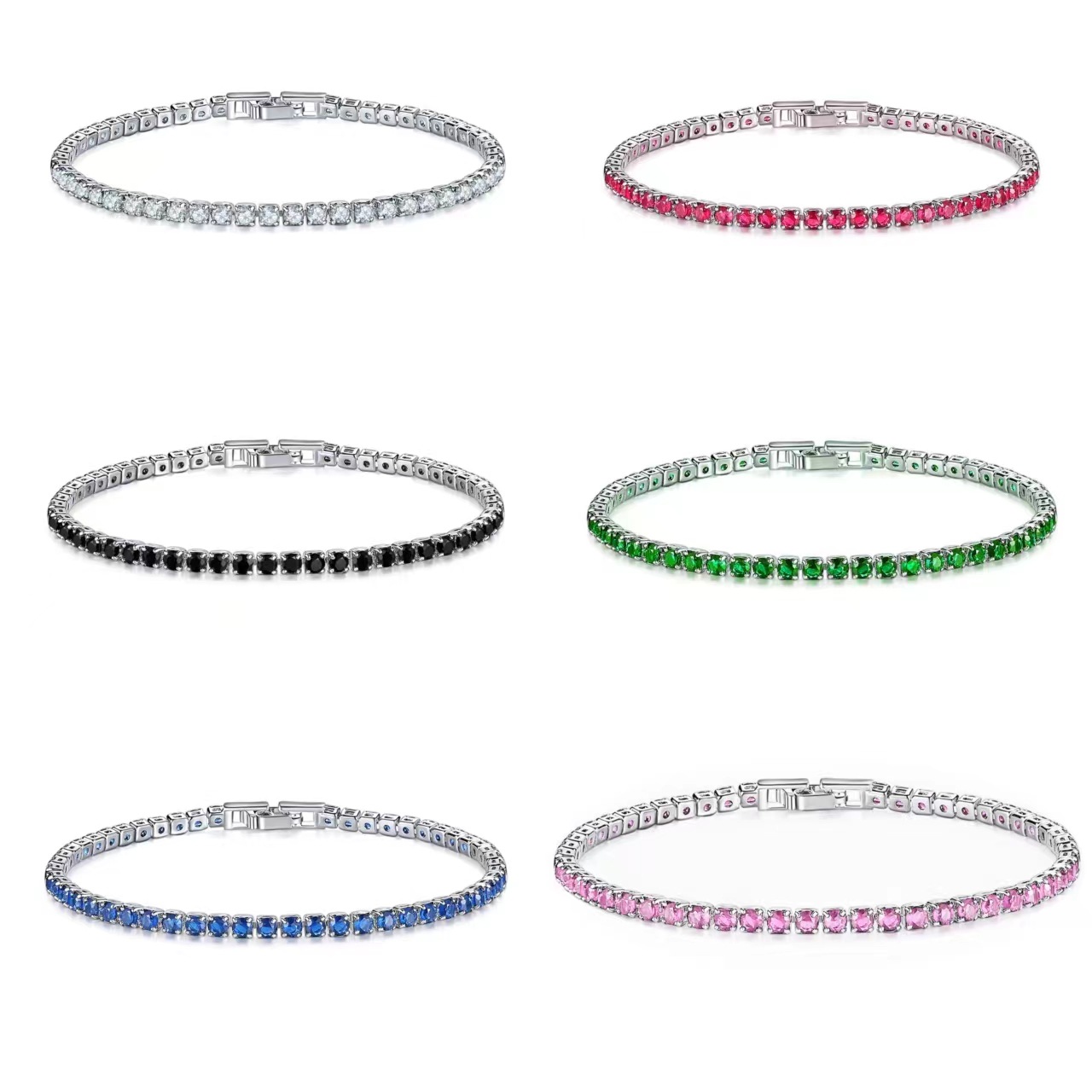 11g Weight Zircon Inlay Material Tennis Bracelet Classification Shiny Round Copper Inlay Zircon Tennis Bracelet