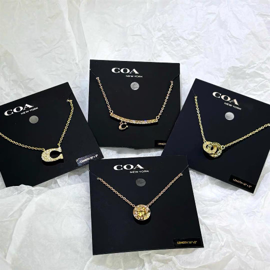 변색없는 COA 코우지아 C자형 풀다이아몬드 목걸이 여성용 더블링 에나멜 삼중링 쇄골 목걸이 발렌타인데이 선물